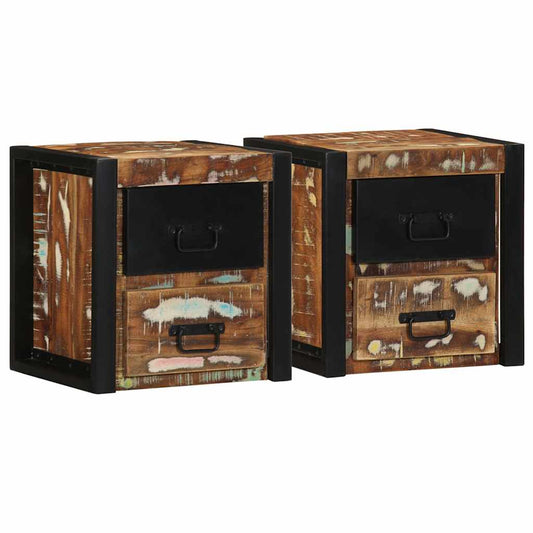 vidaXL Bedside Cabinets 2 pcs Multicolour 40x35x40 cm Solid Wood Reclaimed