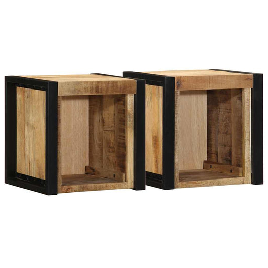 vidaXL Bedside Cabinets 2 pcs 40x35x40 cm Solid Rough Wood Mango