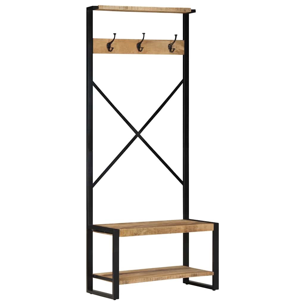 Clothes Rack 80x40x190 cm Solid Rough Wood Mango