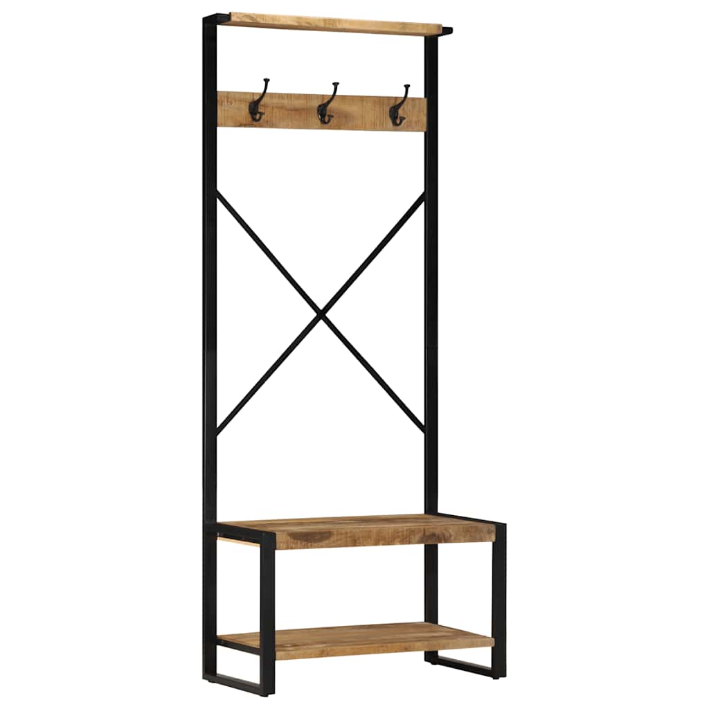 Clothes Rack 80x40x190 cm Solid Rough Wood Mango