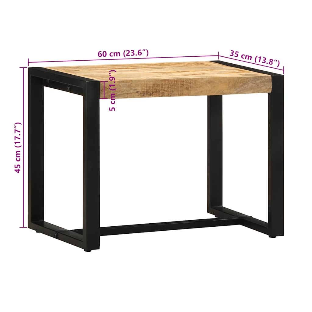 vidaXL Bench 60x35x45 cm Solid Rough Wood Mango