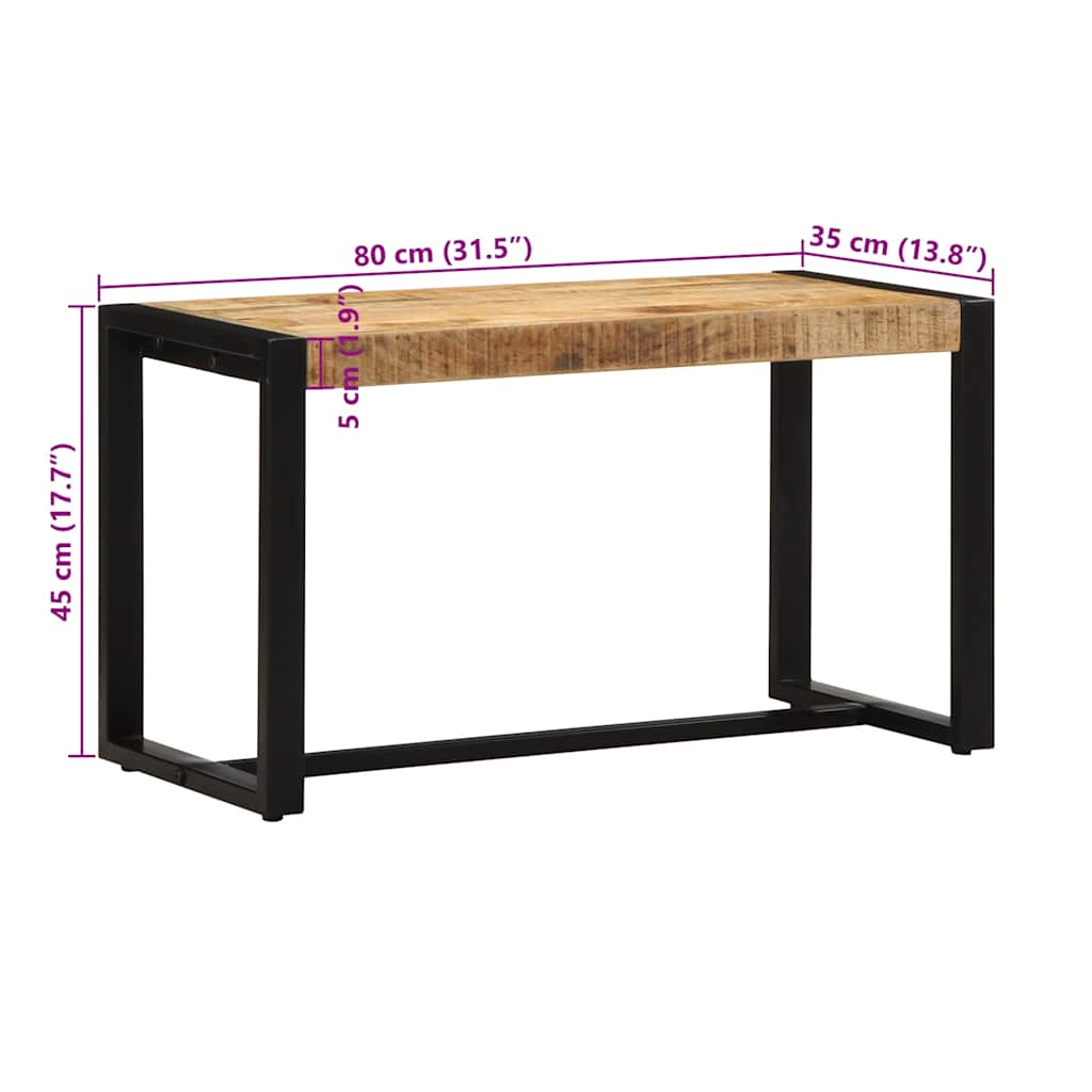 vidaXL Bench 80x35x45 cm Solid Rough Wood Mango