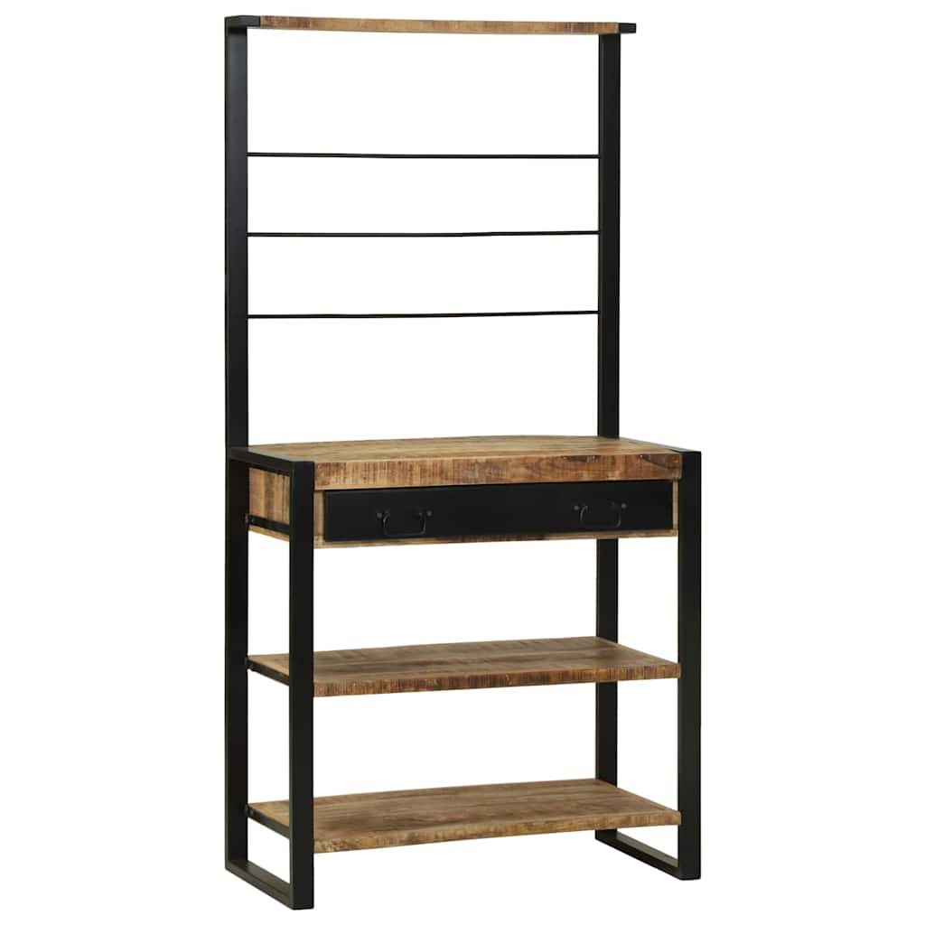 Kitchen Rack Brown and Black 80 x 40 x 160 cm Solid Mango Wood