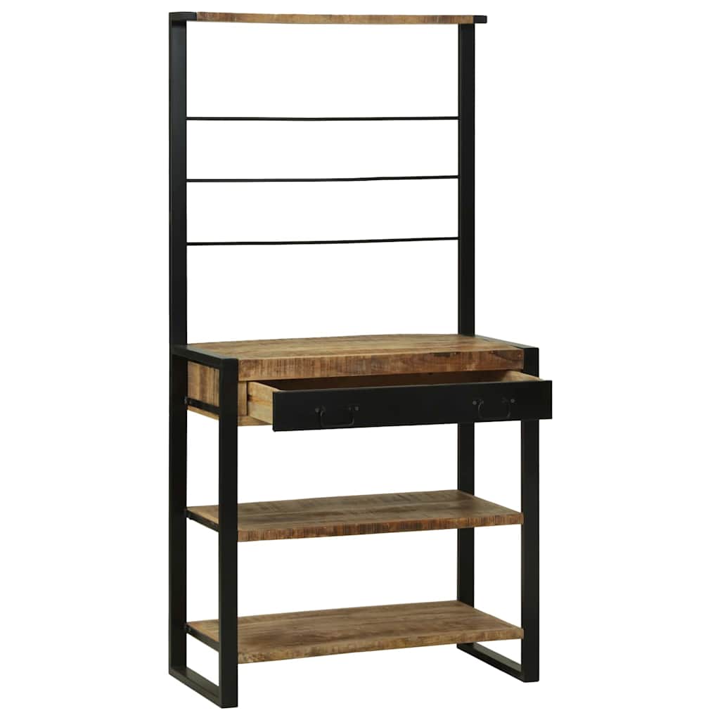 Kitchen Rack Brown and Black 80 x 40 x 160 cm Solid Mango Wood