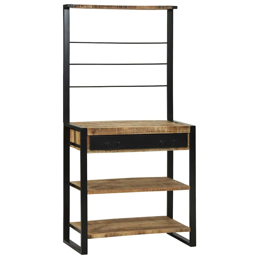 Kitchen Rack Brown and Black 80 x 40 x 160 cm Solid Mango Wood