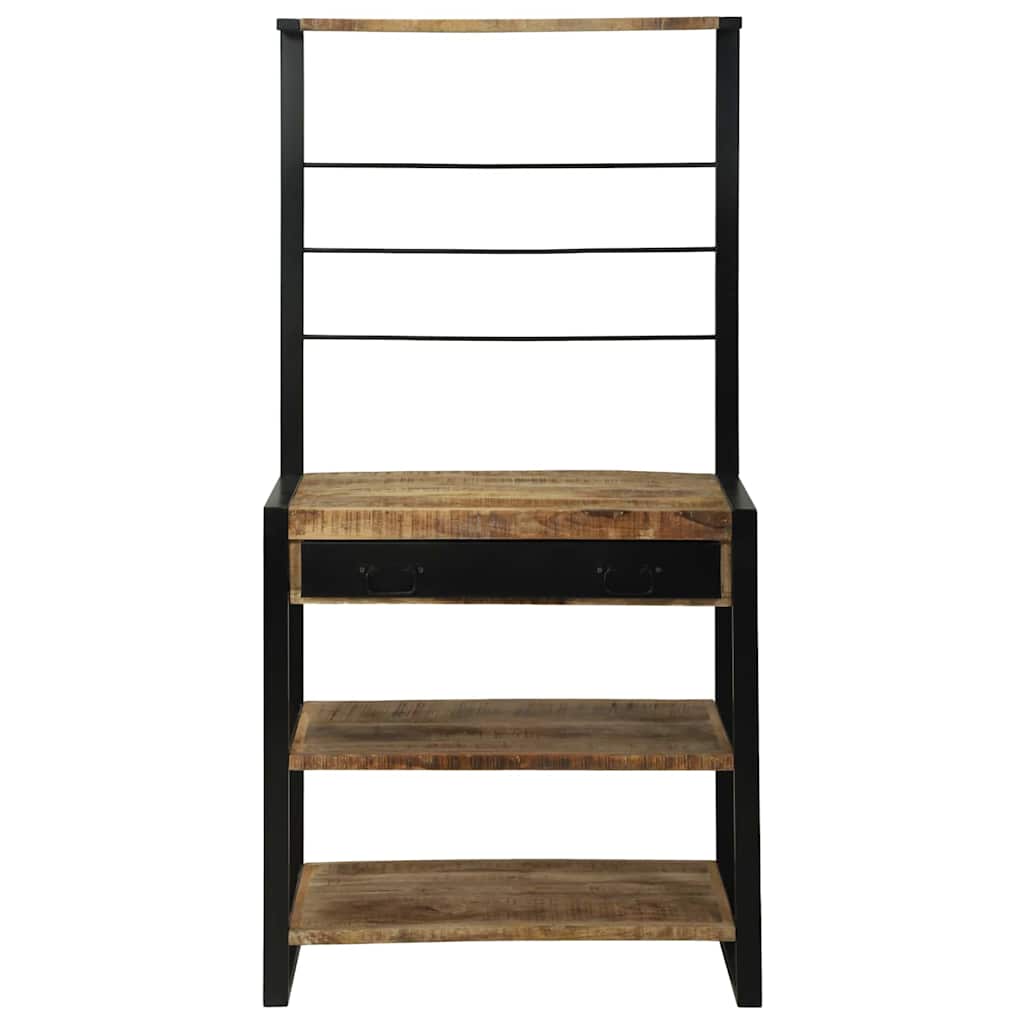 Kitchen Rack Brown and Black 80 x 40 x 160 cm Solid Mango Wood