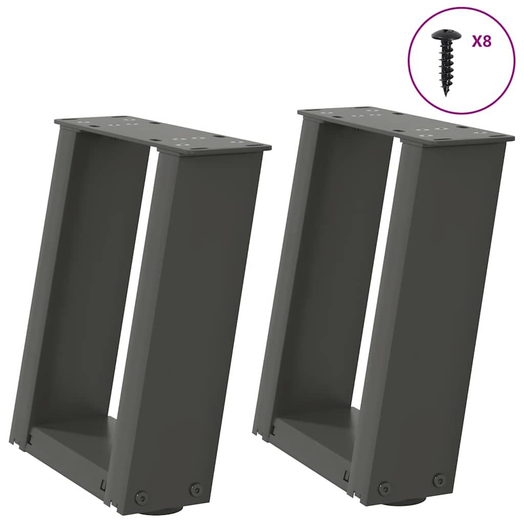 Coffee Table Legs U-Shaped 2 pcs Anthracite 30x(30-31) cm Steel