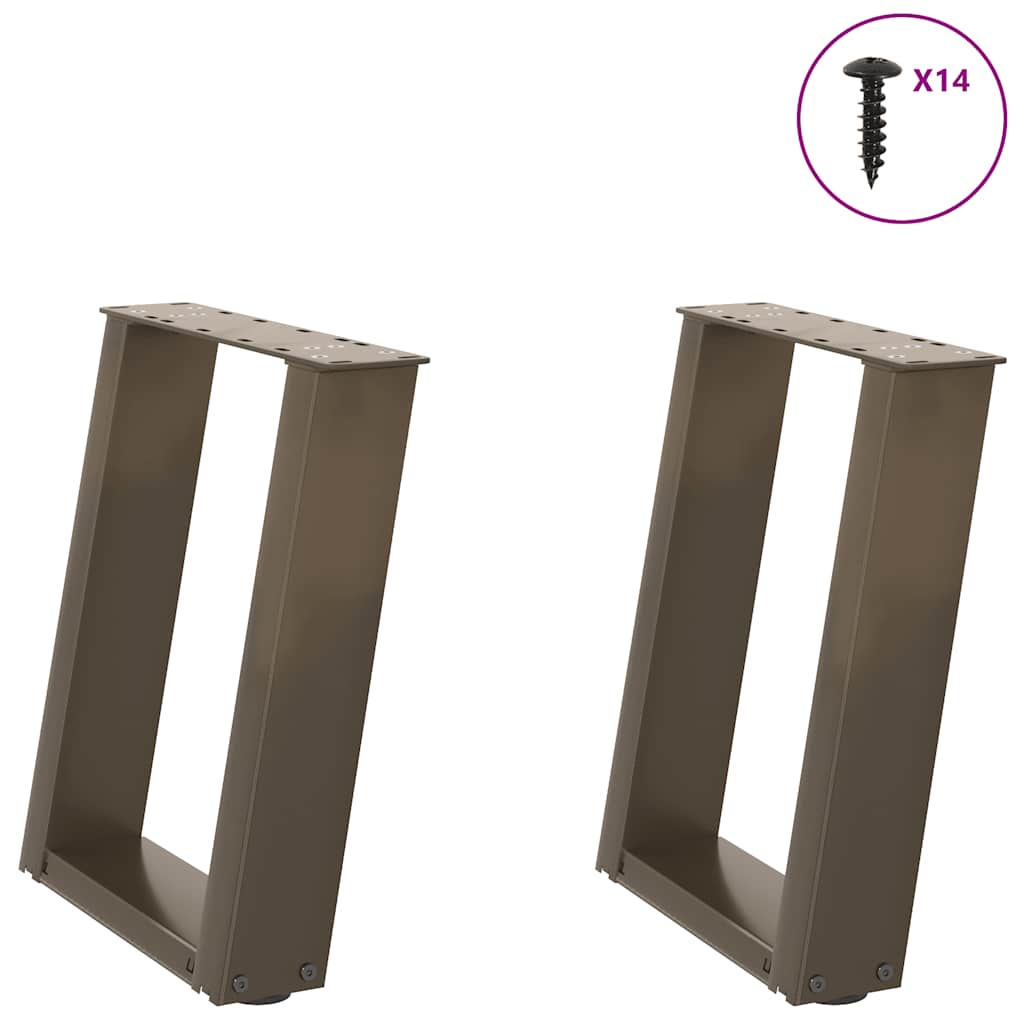 Coffee Table Legs U-Shaped 2 pcs Natural Steel 38x(42-43) cm Steel