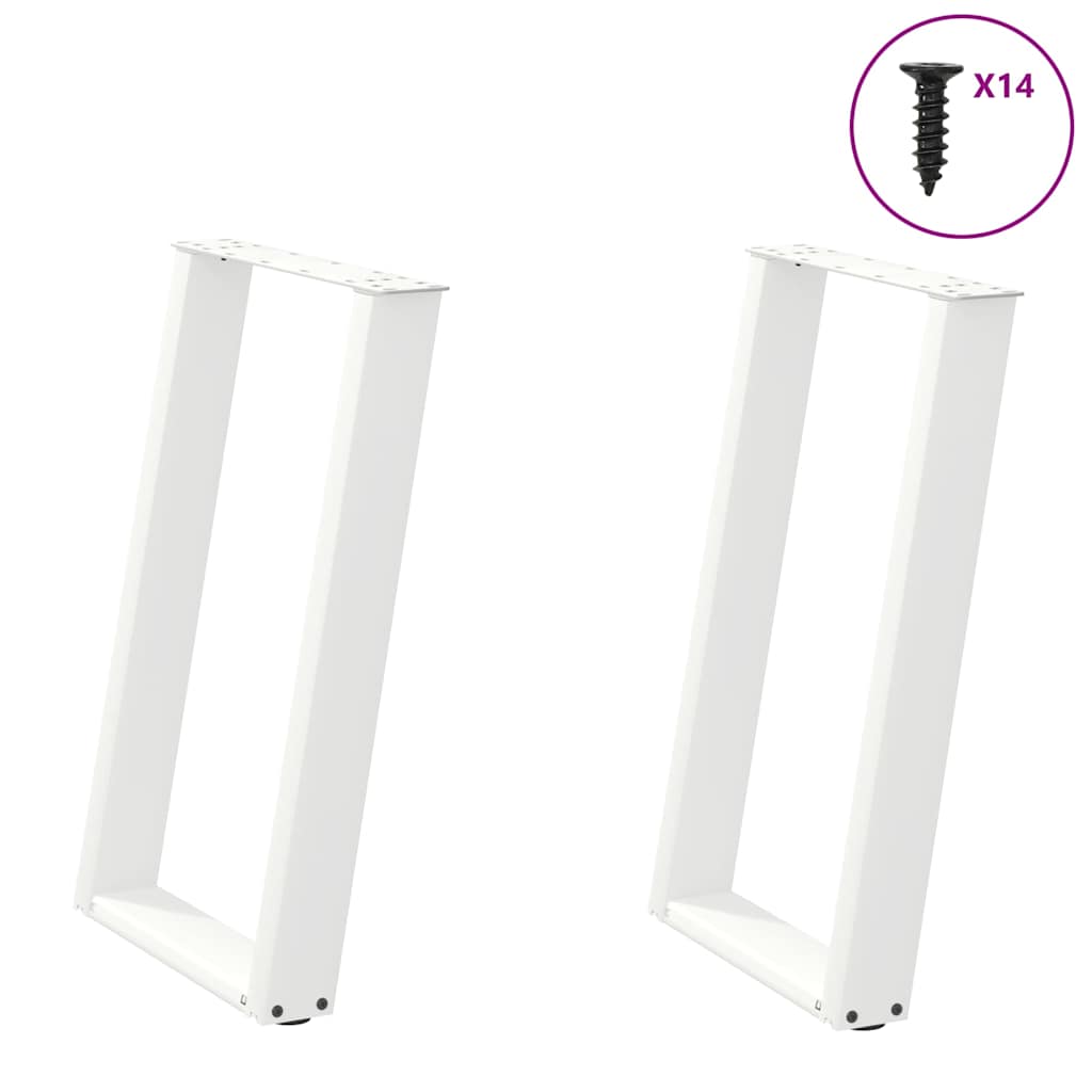 vidXL Dining Table Legs U-Shaped 2 pcs White 60x(72-73) cm Steel