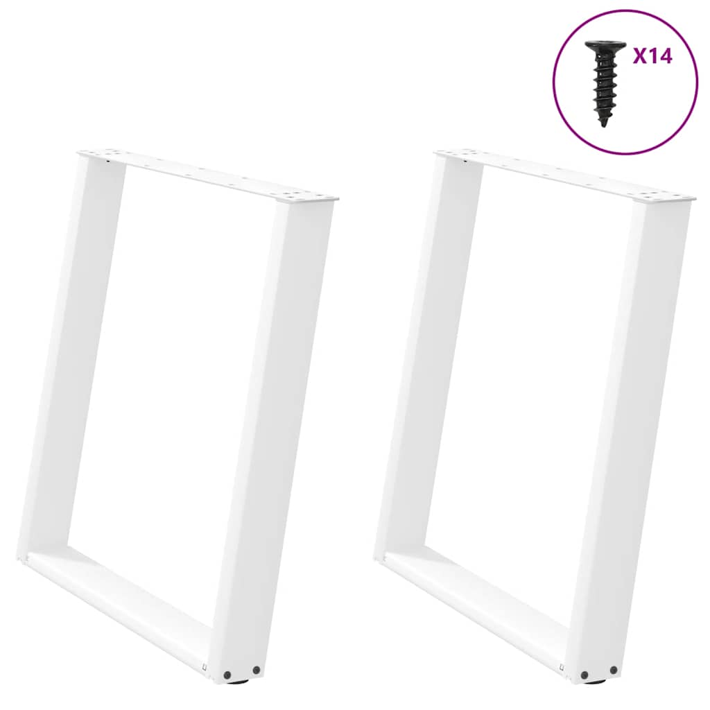 vidXL Dining Table Legs U-Shaped 2 pcs White 70x(72-73) cm Steel