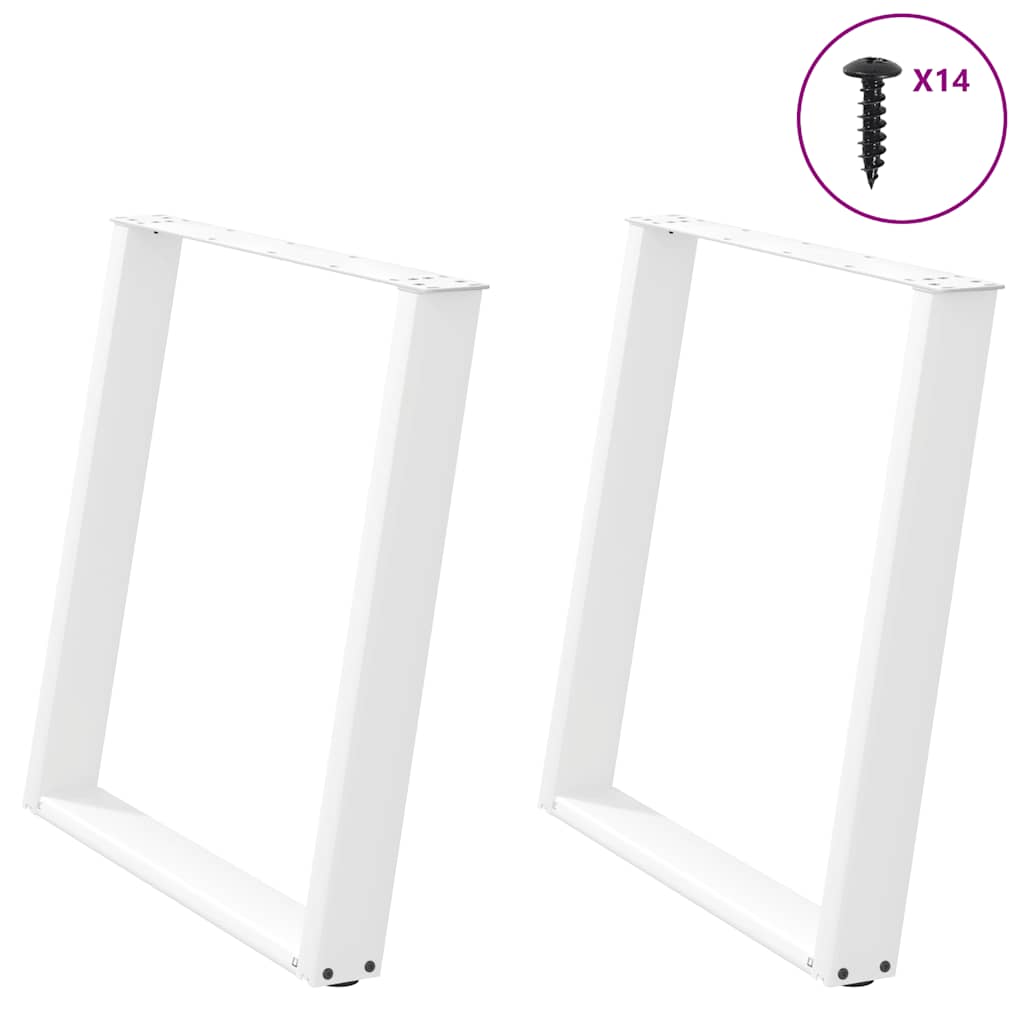 vidXL Dining Table Legs U-Shaped 2 pcs White 80x(72-73) cm Steel