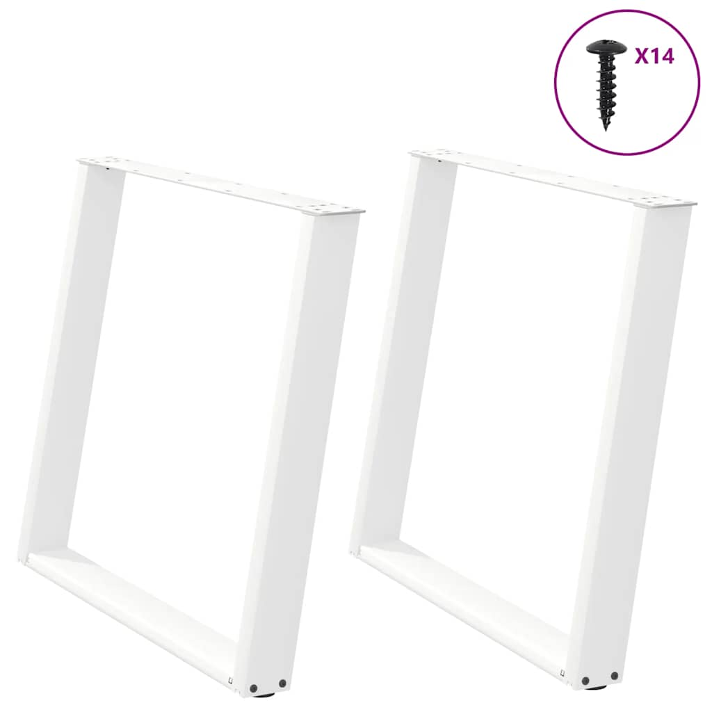 vidXL Dining Table Legs U-Shaped 2 pcs White 90x(72-73) cm Steel