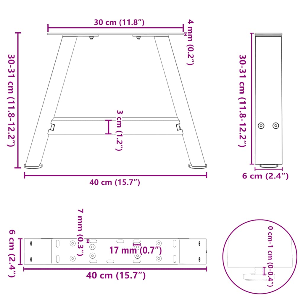 Coffee Table Legs A-Shaped 2 pcs White 40x(30-31) cm Steel