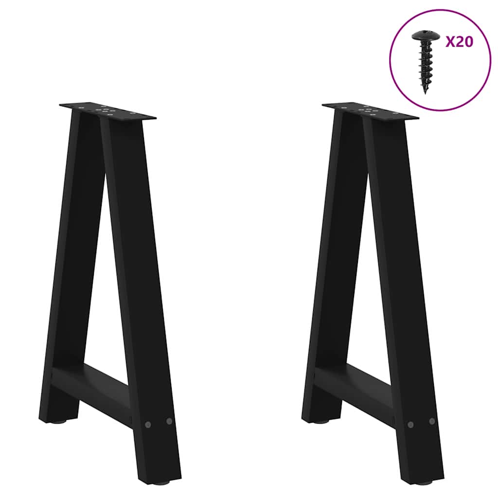 Dining Table Legs A-Shaped 2 pcs Black 50x(72-73) cm Steel