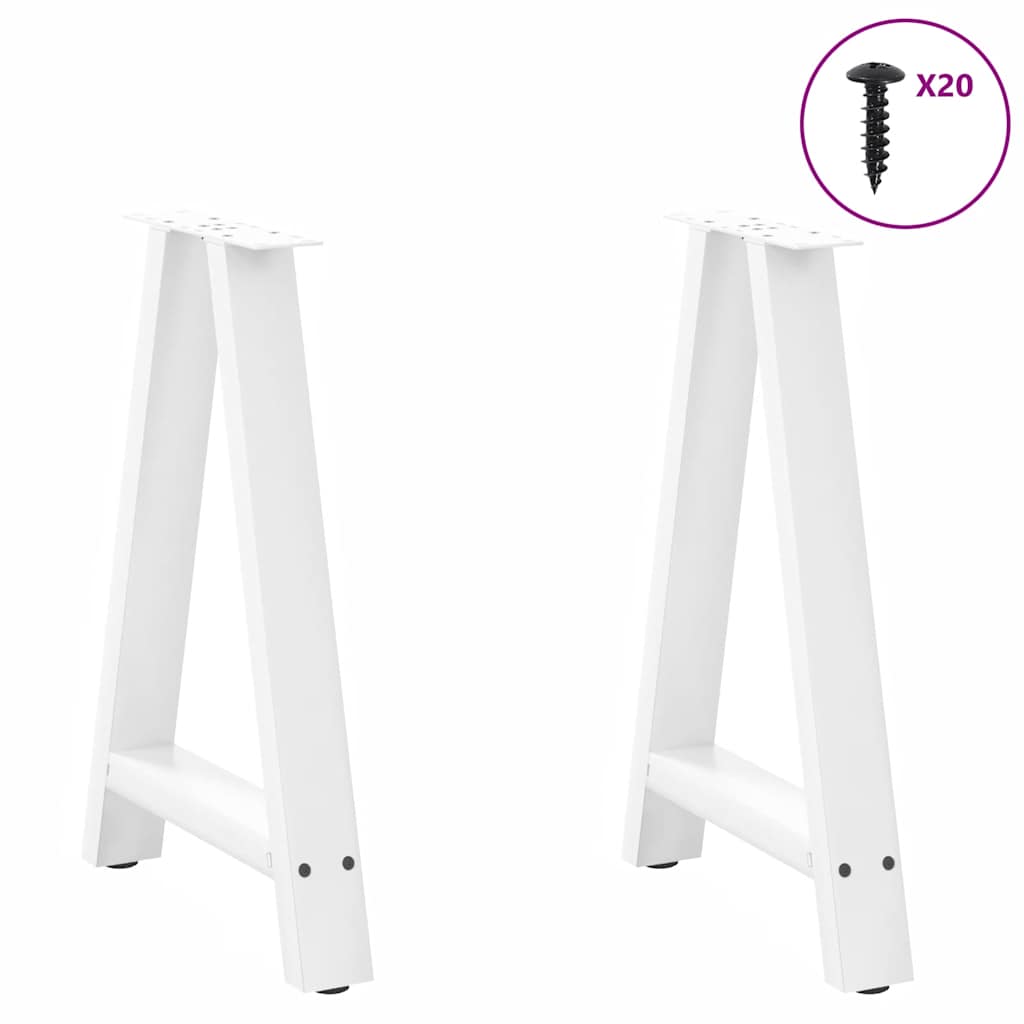Dining Table Legs A-Shaped 2 pcs White 60x(72-73) cm Steel