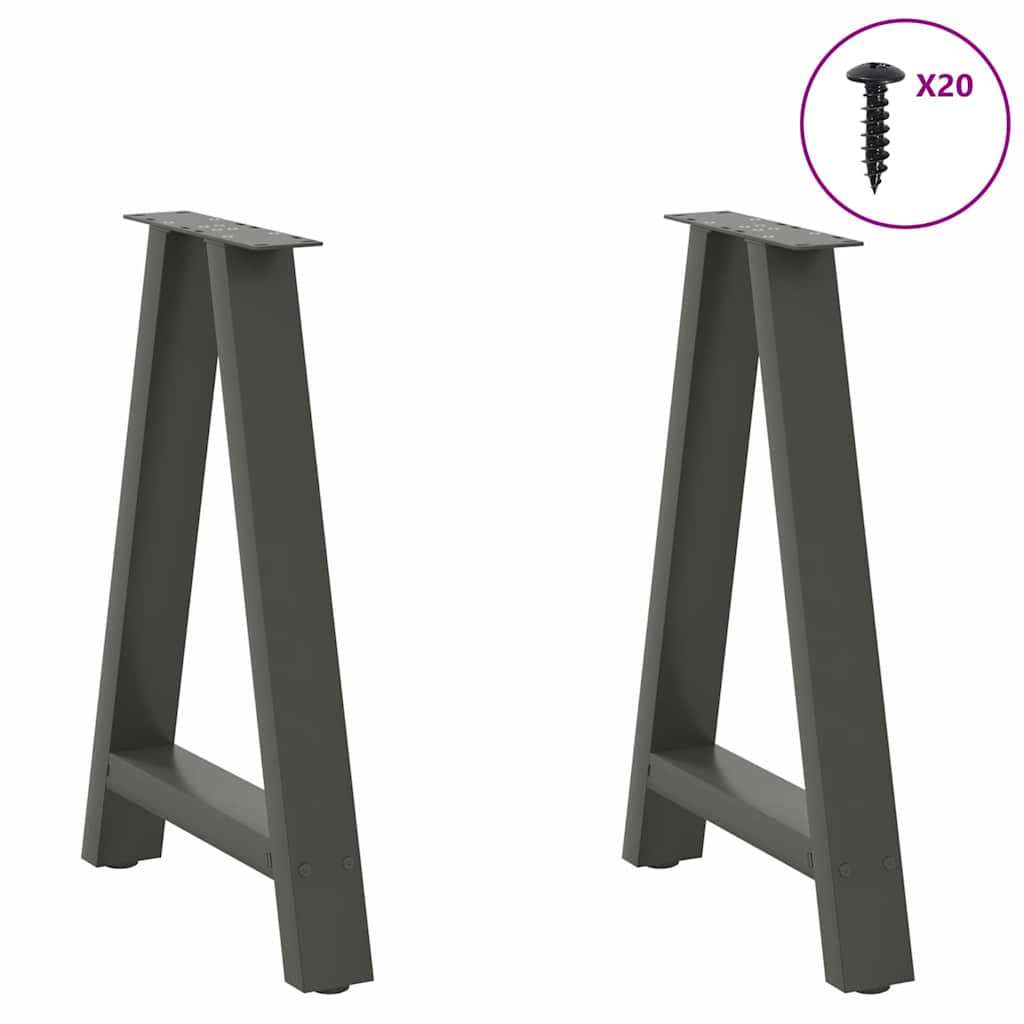 Dining Table Legs A-Shaped 2 pcs Anthracite 60x(72-73) cm Steel