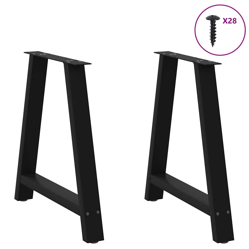 Dining Table Legs A-Shaped 2 pcs Black 80x(72-73) cm Steel