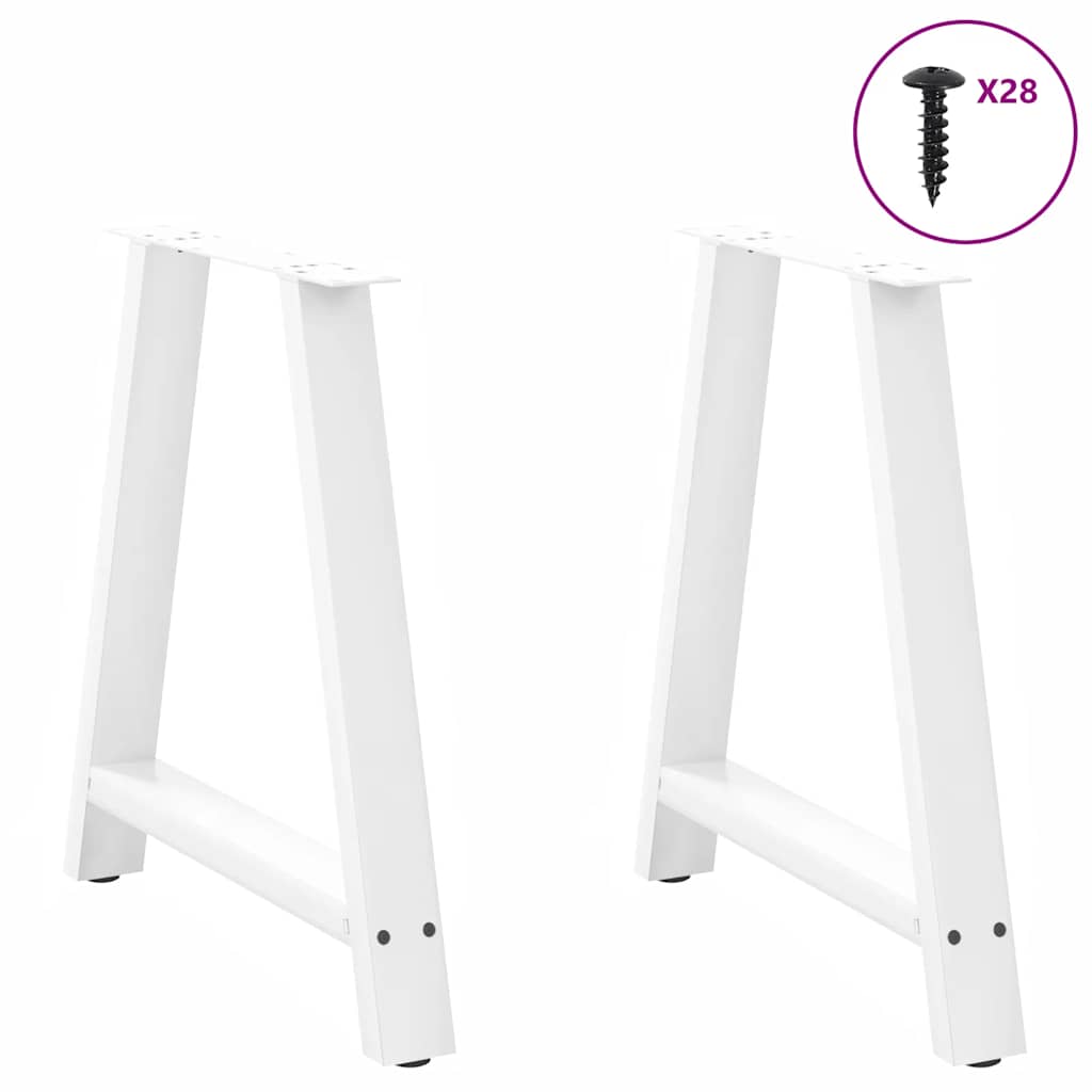 Dining Table Legs A-Shaped 2 pcs White 80x(72-73) cm Steel