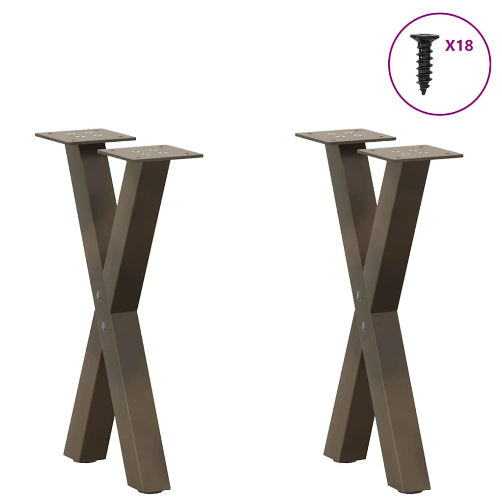 Coffee Table Legs X-Shaped 2 pcs Natural Steel 38x(42-43) cm Steel