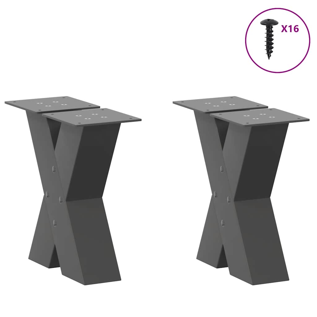 Coffee Table Legs X-Shaped 2 pcs Anthracite 30x(30-31) cm Steel