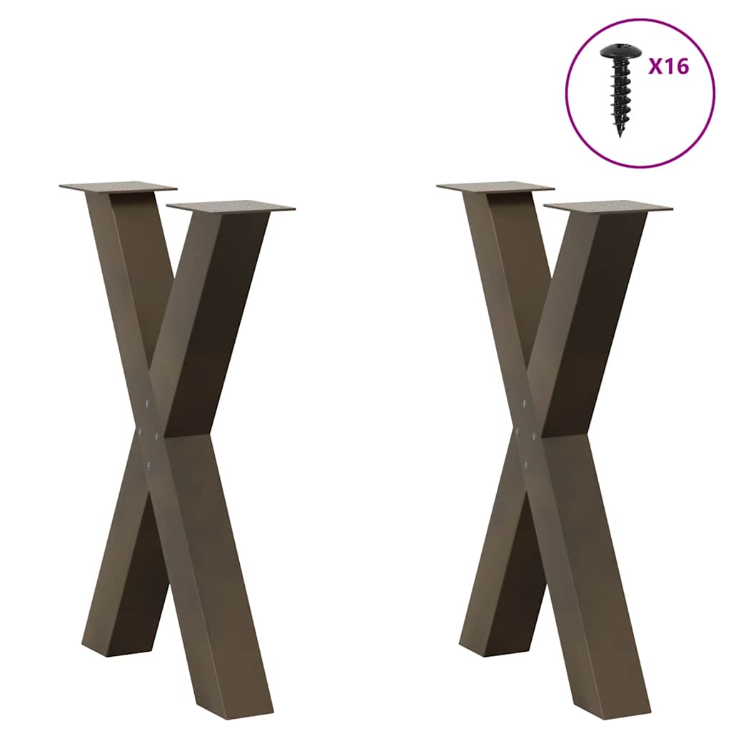 Dining Table Legs X-Shaped 2 pcs Natural Steel 50x(72-73) cm Steel