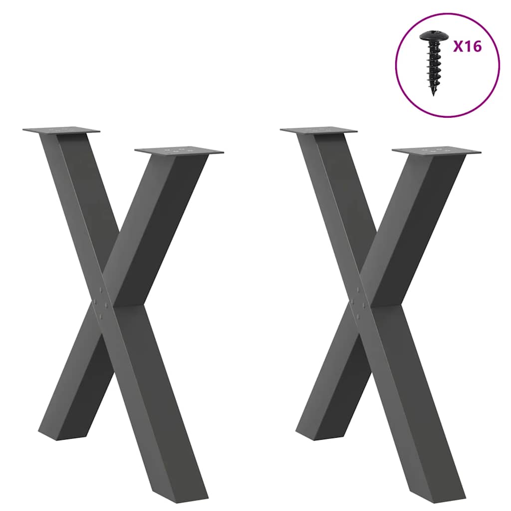 Dining Table Legs X-Shaped 2 pcs Anthracite 70x(72-73) cm Steel