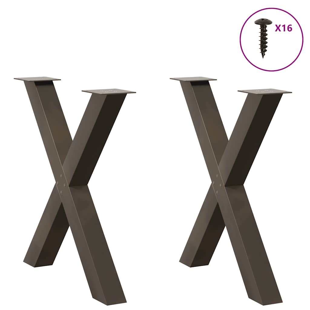 Dining Table Legs X-Shaped 2 pcs Natural Steel 70x(72-73) cm Steel