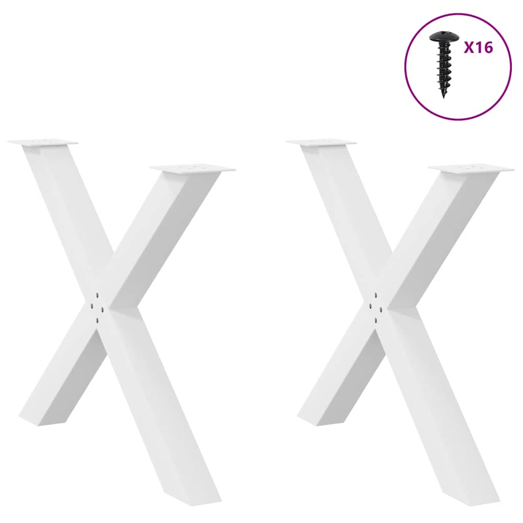 Dining Table Legs X-Shaped 2 pcs White 90x(72-73) cm Steel