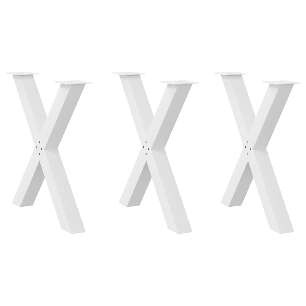 Dining Table Legs X-Shaped 3 pcs White 70x(72-73) cm Steel