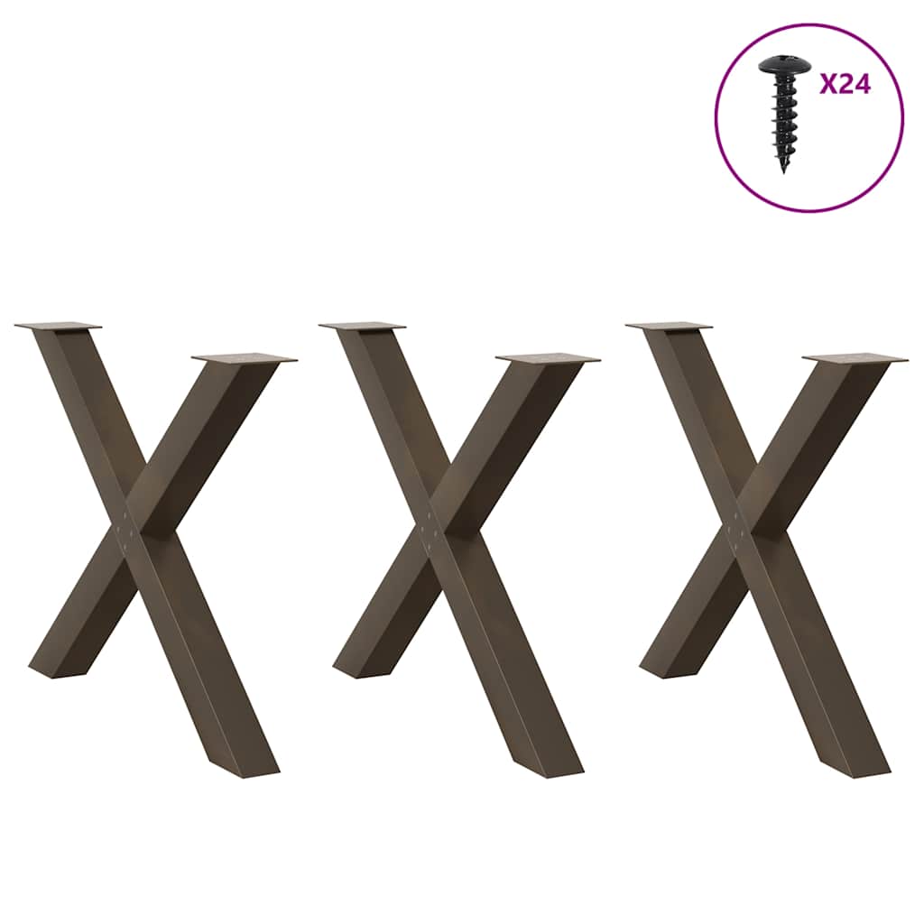 Dining Table Legs X-Shaped 3 pcs Natural Steel 90x(72-73) cm Steel