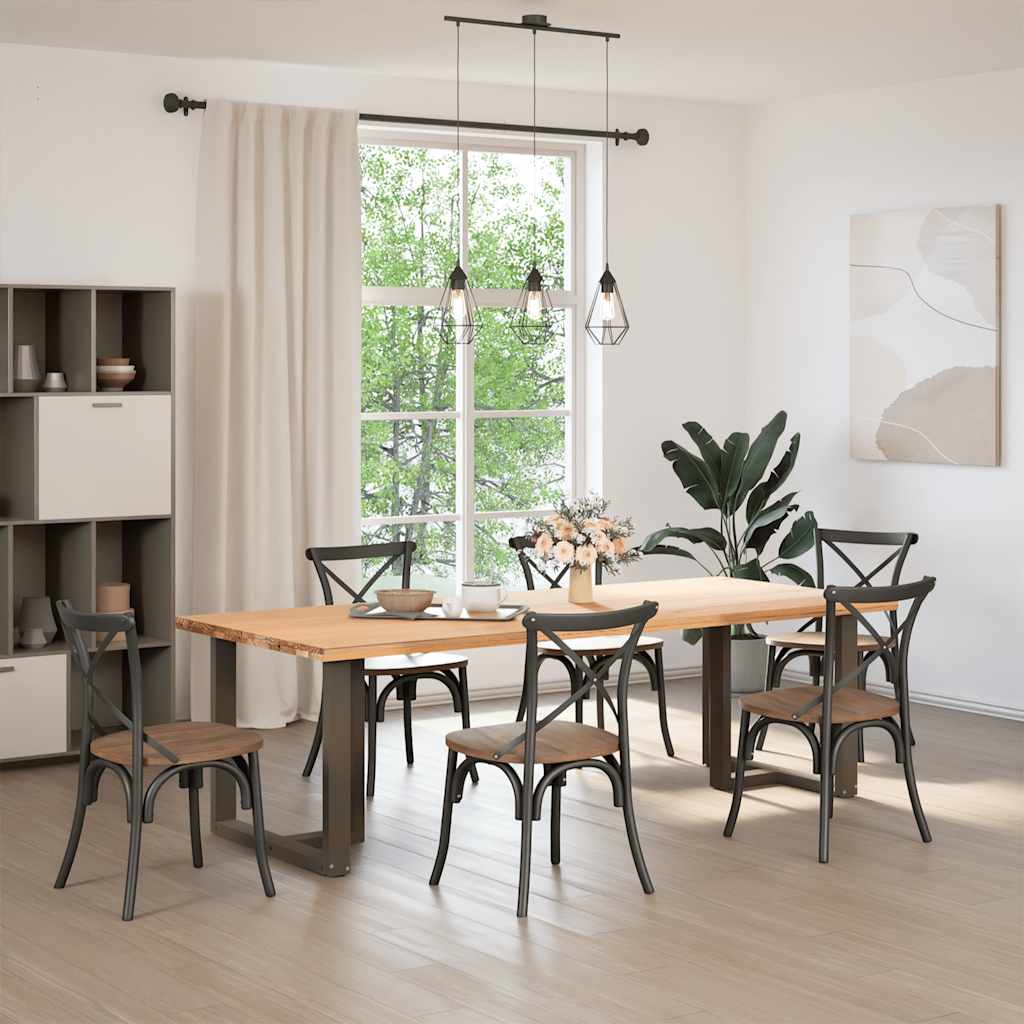 Dining Table Legs T-Shaped 2 pcs Black 70x35x(72-73) cm Steel