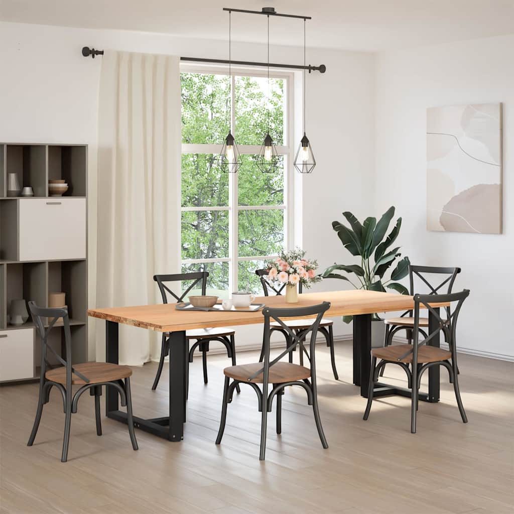 Dining Table Legs T-Shaped 2 pcs Black 100x35x(72-73) cm Steel