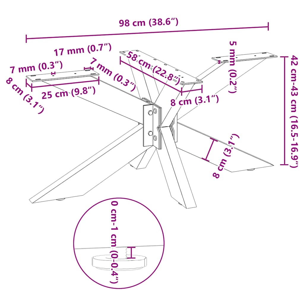 Coffee Table Leg Spider Shape Black 98x58x(42-43) cm Steel