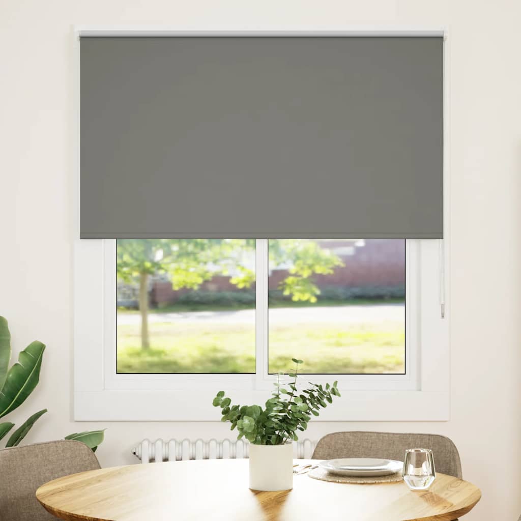 Roller Blind Blackout Grey 140x175 cm Fabric Width 136.6 cm Polyester