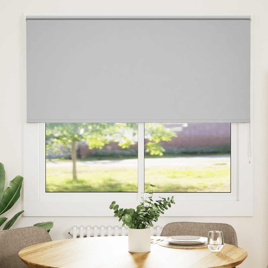 vidaXL Roller Blind Blackout Light Grey 145x175 cm Fabric Width 141.6 cm Polyester