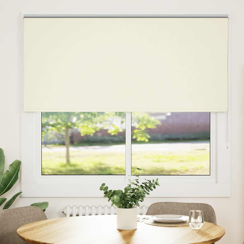 vidaXL Roller Blind Blackout Off White 145x130 cm Fabric Width 141.6 cm Polyester