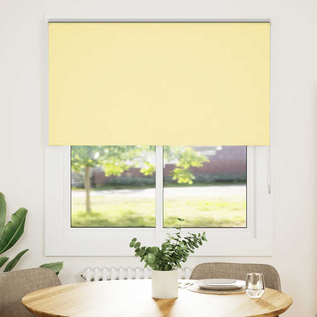 vidaXL Roller Blind Blackout Yellow 125x130 cm Fabric Width 121.6 cm Polyester