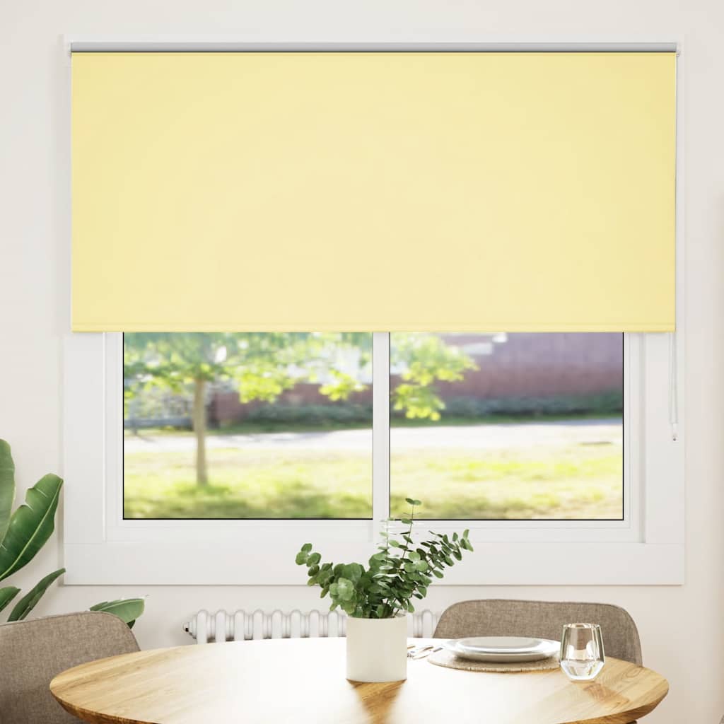 vidaXL Roller Blind Blackout Yellow 145x130 cm Fabric Width 141.6 cm Polyester