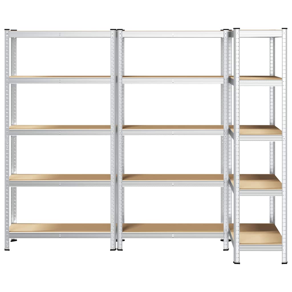 vidaXL 5-Layer Storage Shelves 3 pcs Silver Steel&Engineered Wood