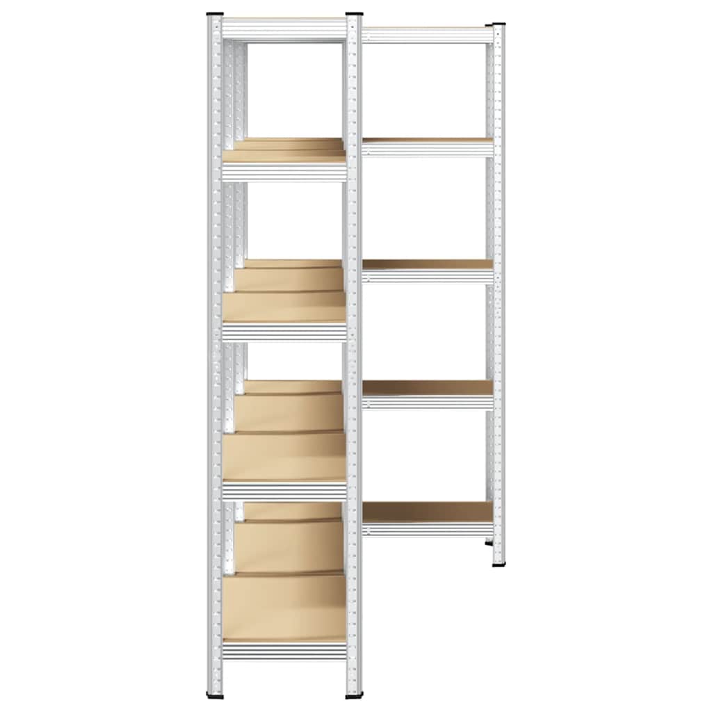 vidaXL 5-Layer Storage Shelves 3 pcs Silver Steel&Engineered Wood
