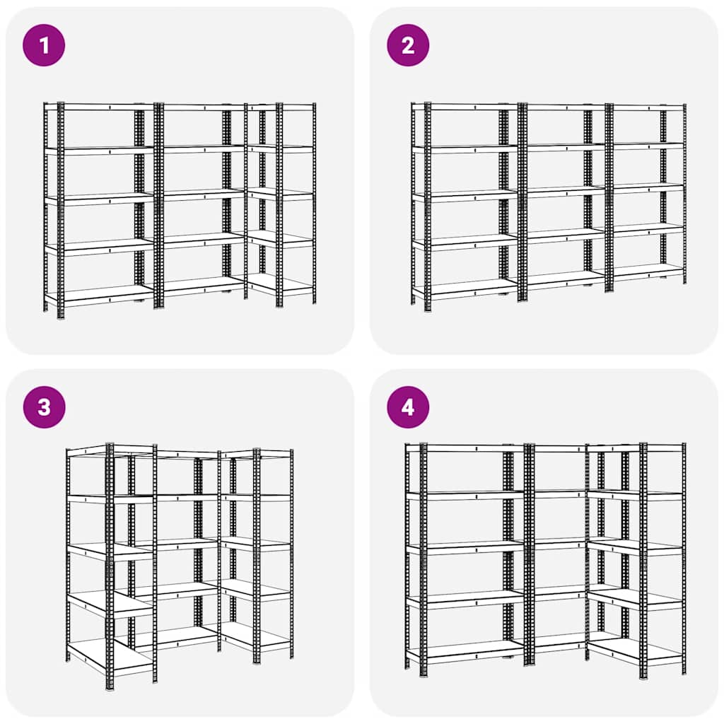 vidaXL 5-Layer Storage Shelves 3 pcs Silver Steel&Engineered Wood