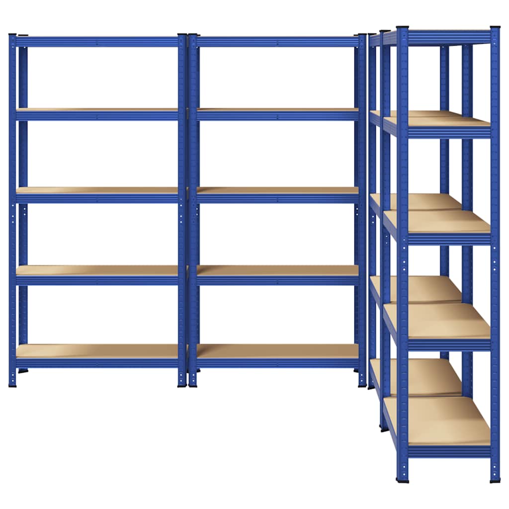 vidaXL 5-Layer Storage Shelves 4 pcs Blue Steel&Engineered Wood
