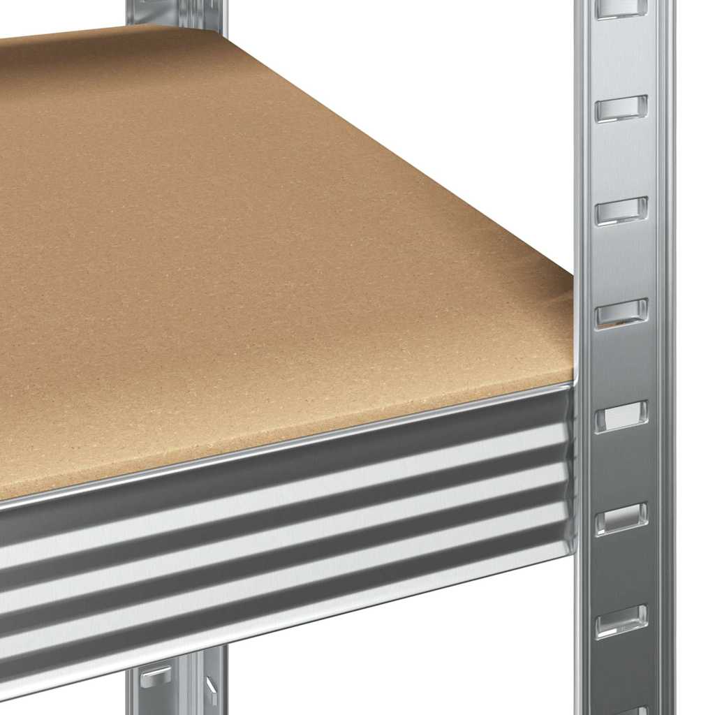 vidaXL 5-Layer Heavy-duty Shelves 2 pcs Silver Steel&Engineered Wood