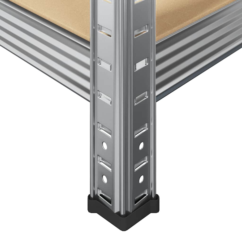 vidaXL 5-Layer Heavy-duty Shelves 2 pcs Silver Steel&Engineered Wood