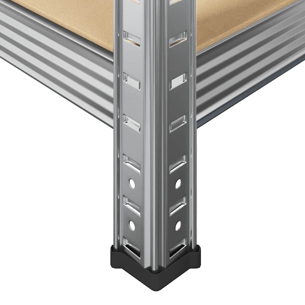 vidaXL 5-Layer Heavy-duty Shelves 4 pcs Silver Steel&Engineered Wood
