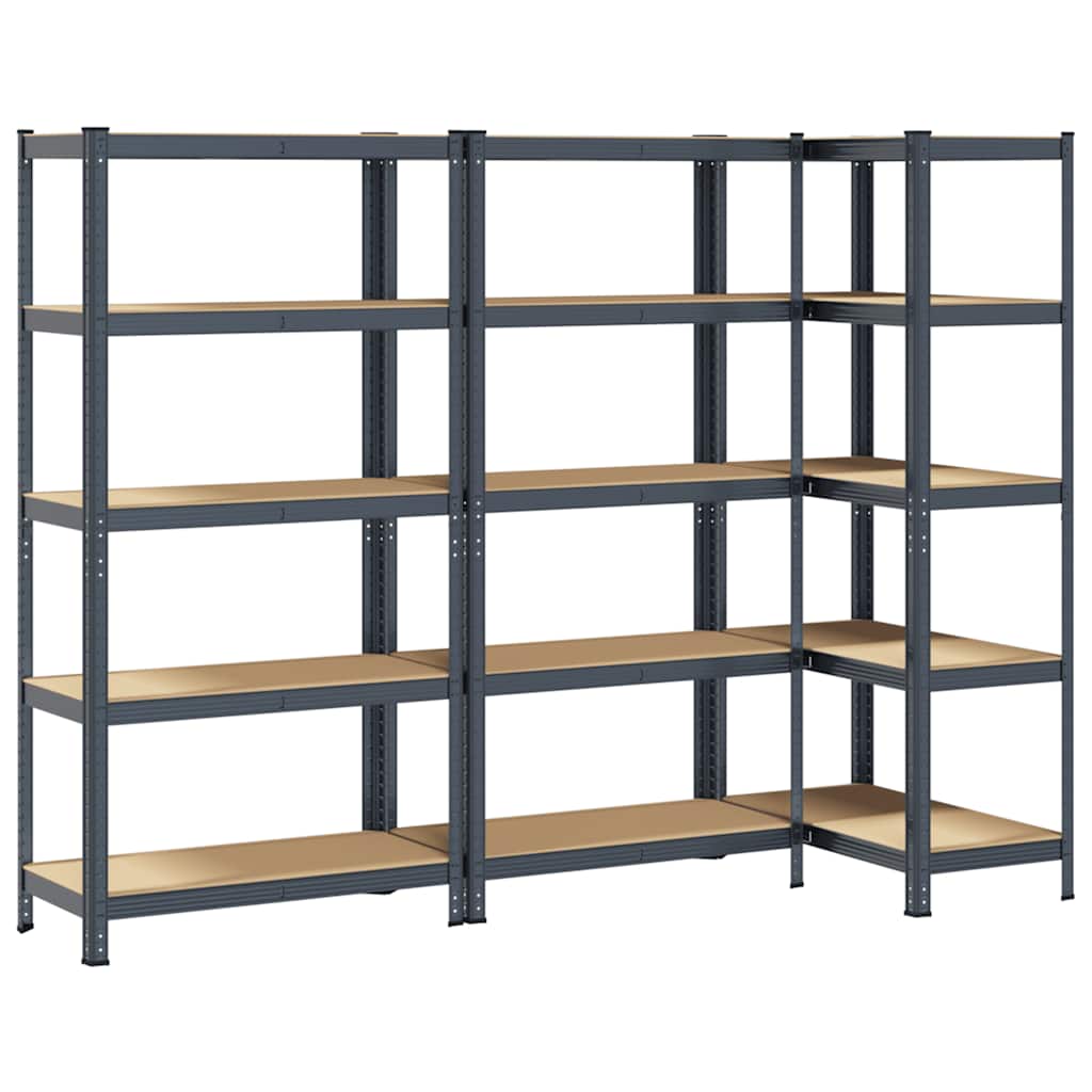 vidaXL 5-Layer Heavy-duty Shelves 3 pcs Anthracite Steel&Engineered Wood