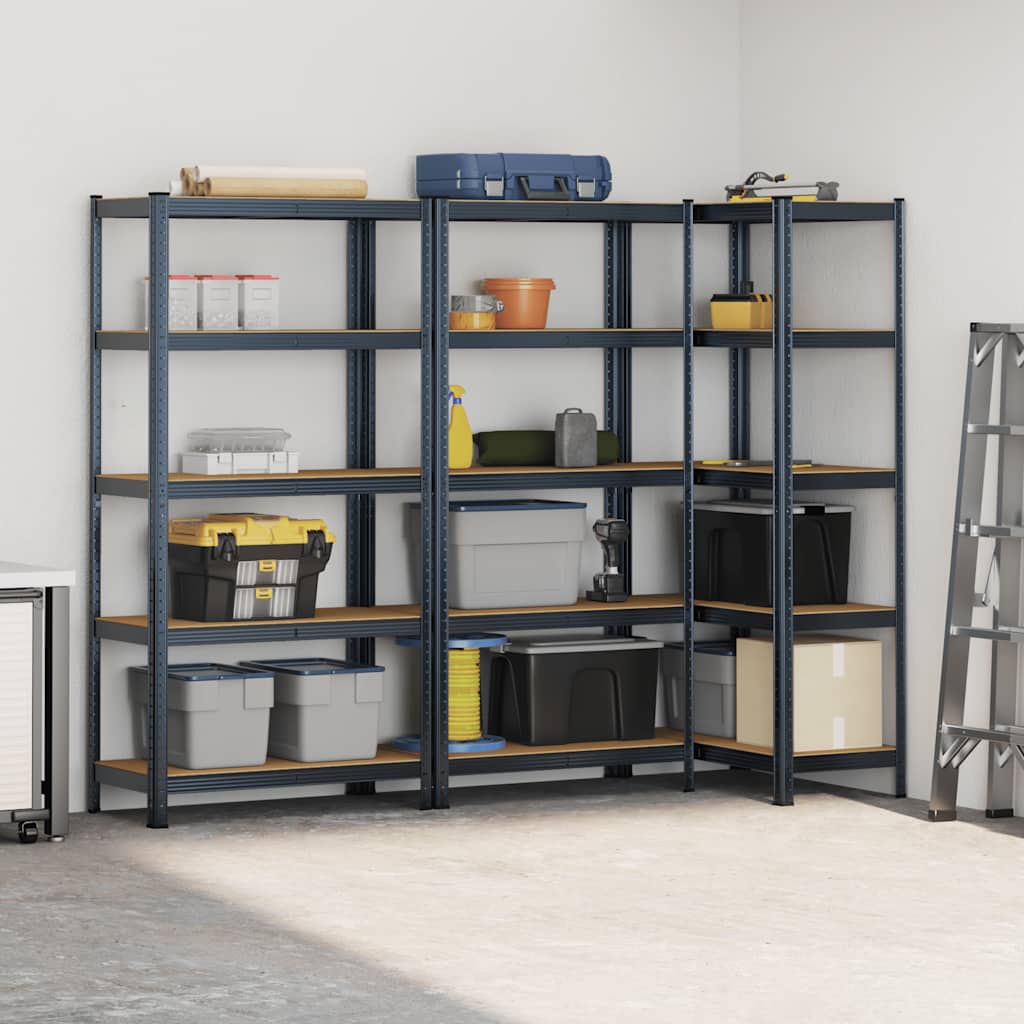 vidaXL 5-Layer Heavy-duty Shelves 3 pcs Anthracite Steel&Engineered Wood