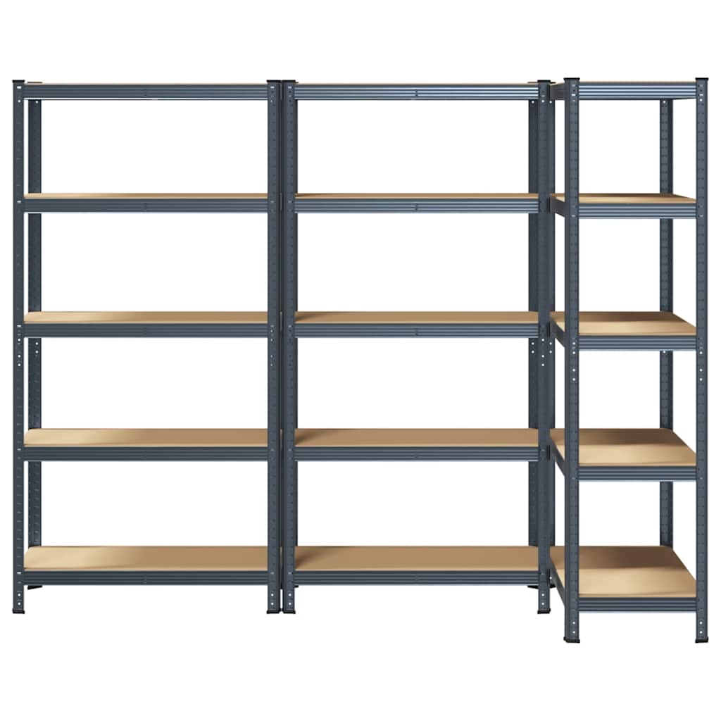 vidaXL 5-Layer Heavy-duty Shelves 3 pcs Anthracite Steel&Engineered Wood