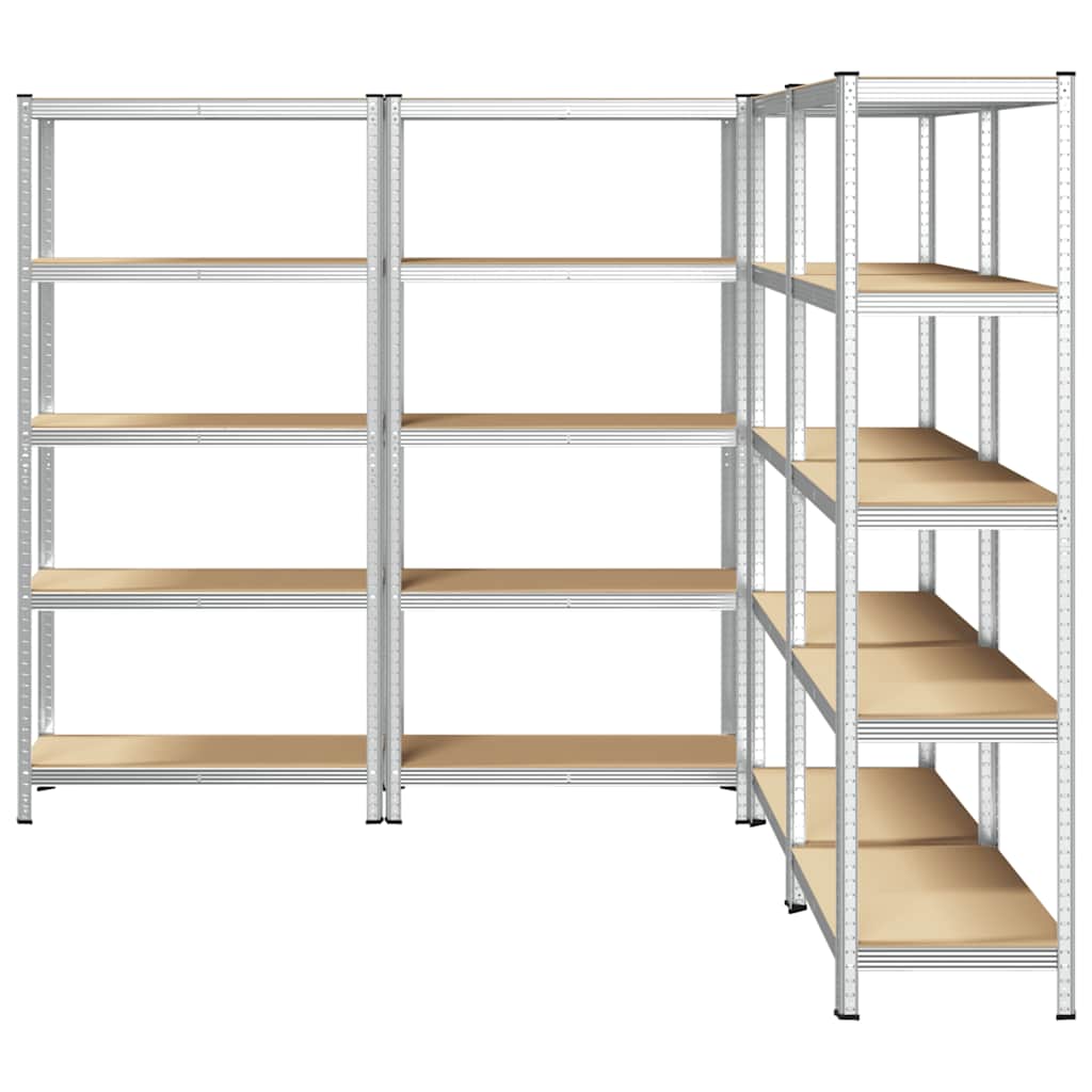 vidaXL 5-Layer Storage Shelves 4 pcs Silver Steel&Engineered Wood