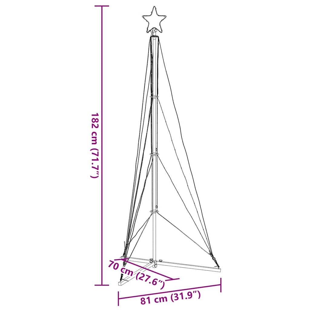 vidaXL LED Christmas Tree 363 LEDs Cold White 182 cm